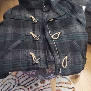 Hinge Dark Plaid Toggle Jacket